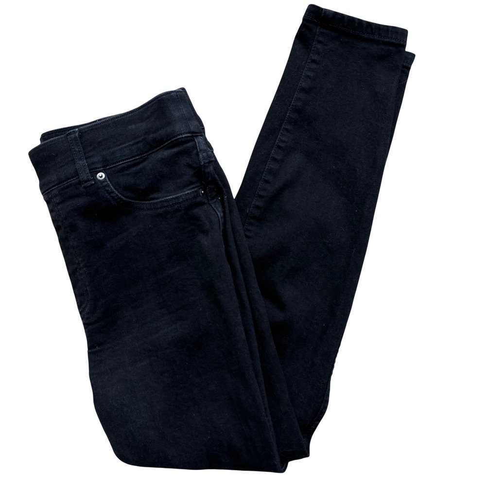 Spanx Women Midnight Black Ankle Skinny Jeans High Rise Pull On Size Medium